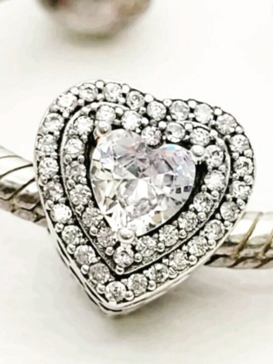 Pandora Jewelry - New Pandora S925 ALE Sparkling Leveled Hearts Charm